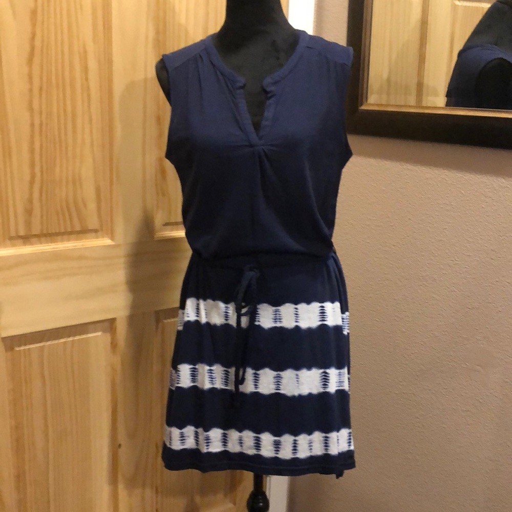 Bass women’s Navy blue tie dye pattern dress size large (Preowned)